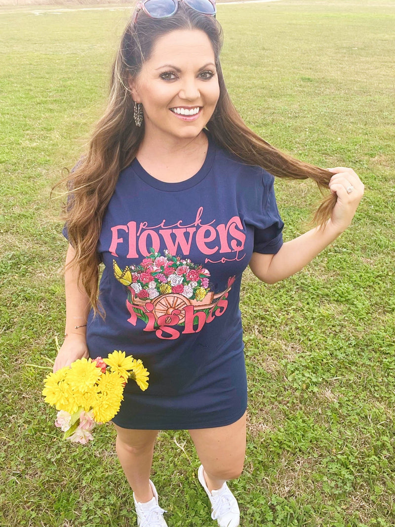 Pick Flowers Not Fights tee dress